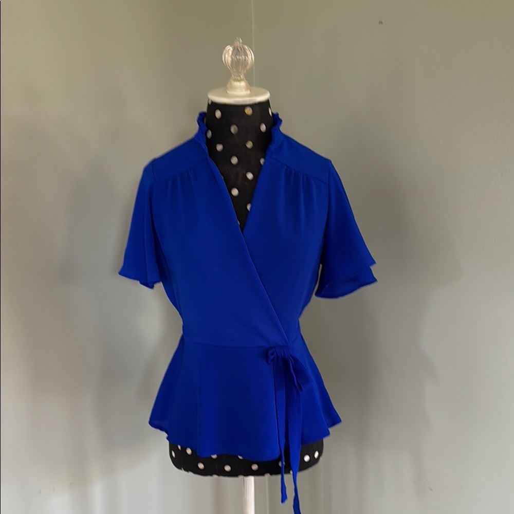 Elegant Blue Wrap Top
